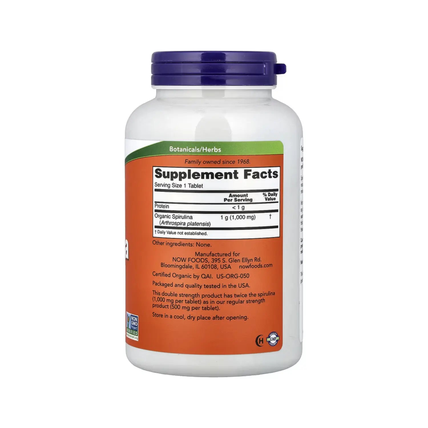 NOW FOODS ESPIRULINA ORGÁNICA 1000MG 240TABS SFN