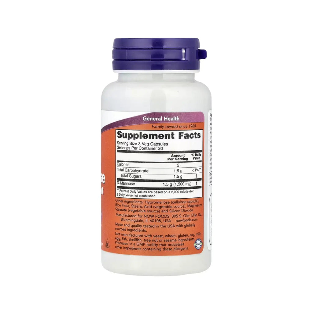 NOW FOODS D- MANNOSE URINARY SUPPORT 500MG 60 VCAPS