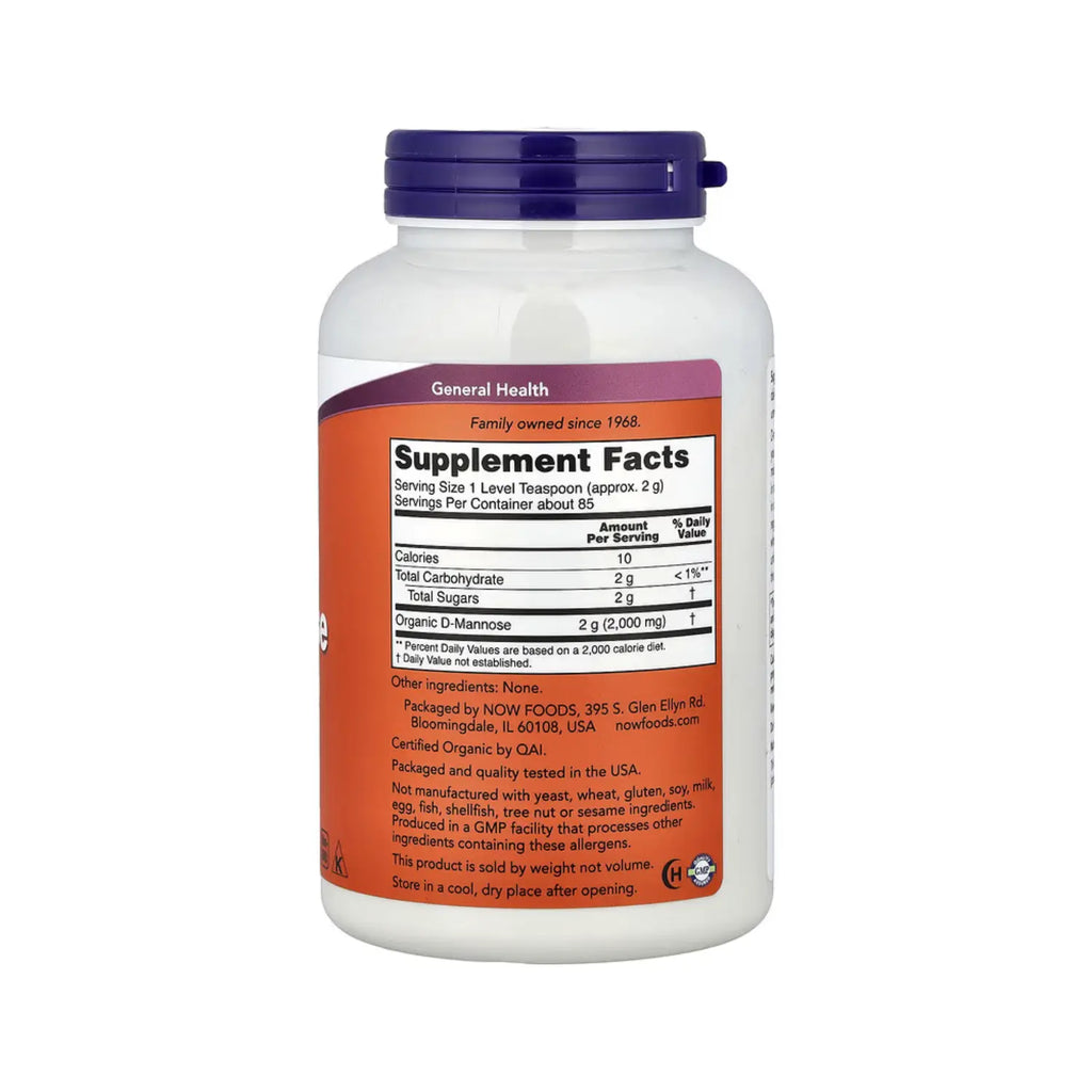 NOW FOODS, D-MANOSA PURA EN POLVO, 170 G (6 OZ) SFN