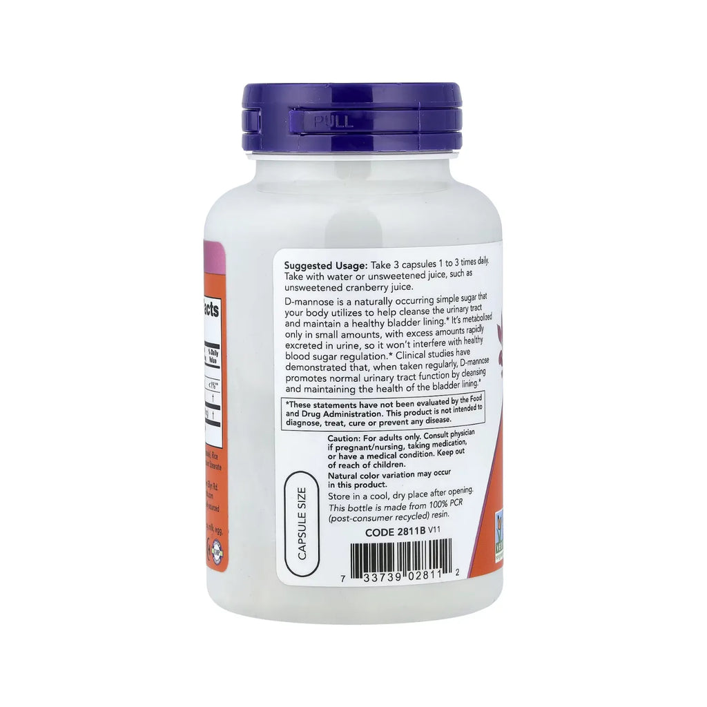 NOW FOODS D- MANNOSE 500MG 120VCAPS TRACTO URINARIO SANO SFN