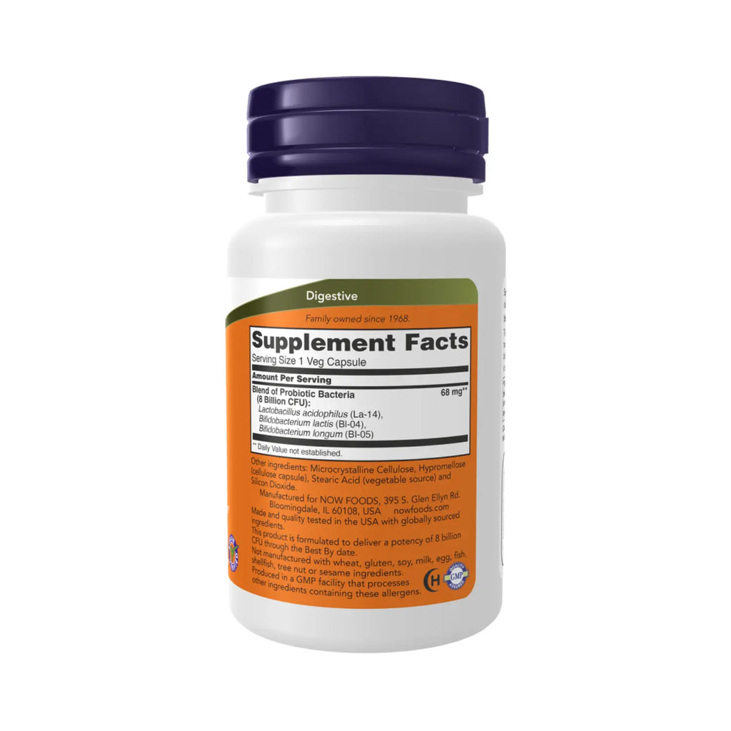 NOW FOODS 8 BILLONES ACIDOPHILUS Y BIFIDUS 60 VCAPS SFN