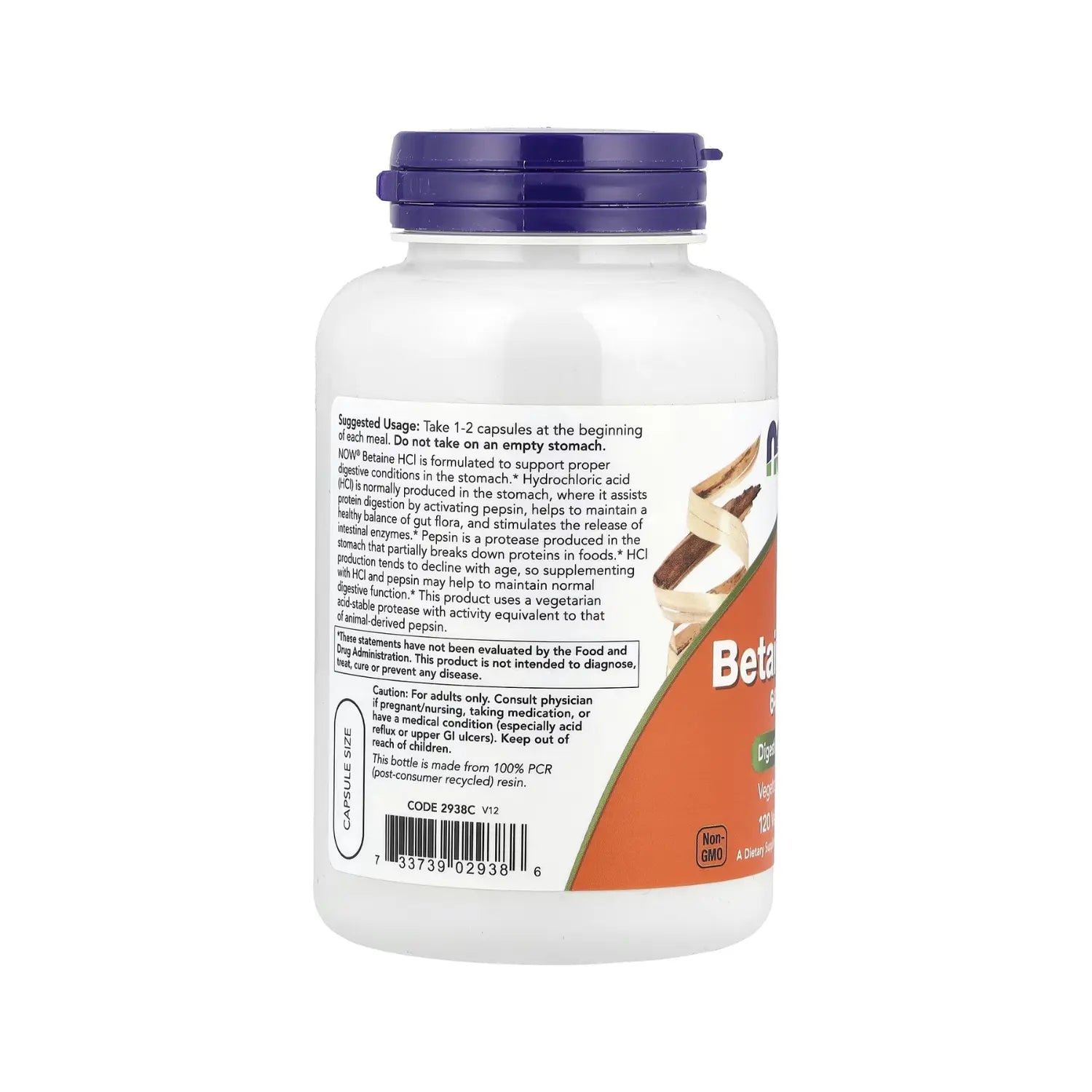 NOW FOODS CLORHIDRATO DE BETAÍNA 648 MG 120 CAP VEG SFN