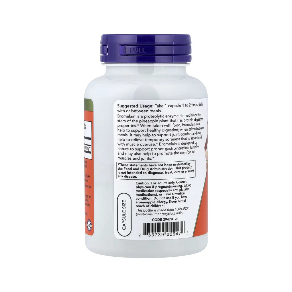 NOW FOODS, BROMELINA, 500 MG, 120 CÁPSULAS VEGETALES SFN