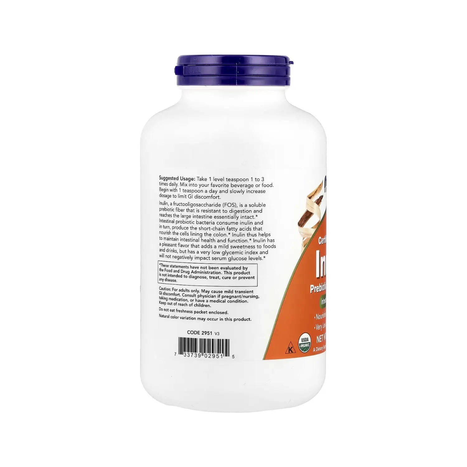 NOW FOODS INULINA PREBIÓTICO PURO EN POLVO 454 G (1 LB) SFN
