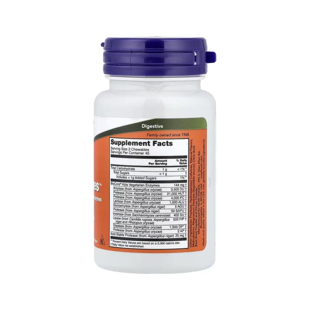 NOW FOODS CHEWYZYMES SALUD DIGESTIVA 90 MASTICABLES SFN