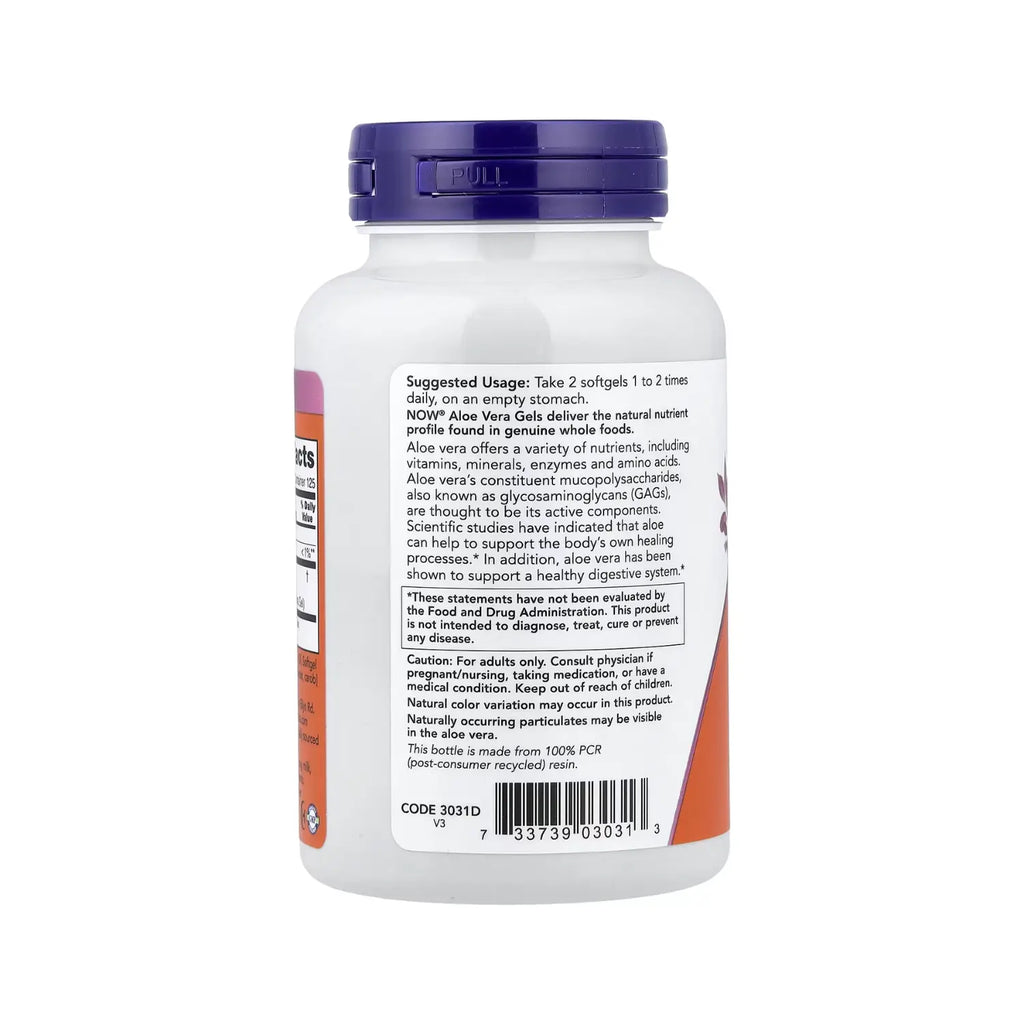NOW FOODS ALOE VERA GELS 250 CAPSULAS BLANDAS SFN
