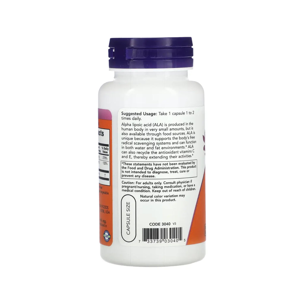 ÁCIDO ALFA LIPOICO 100MG 60CAPS NOW FOODS SFN