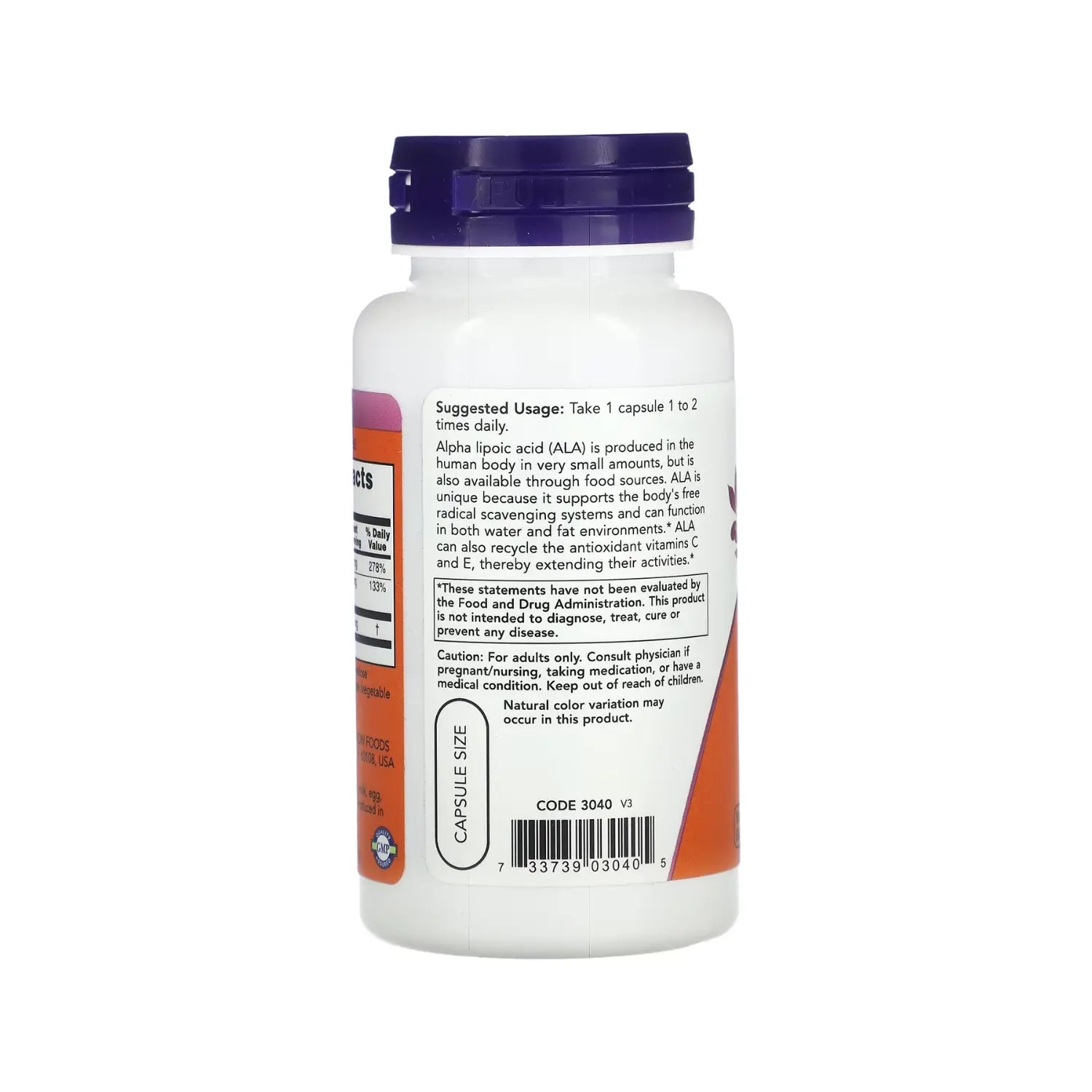 ÁCIDO ALFA LIPOICO 100MG 60CAPS NOW FOODS SFN