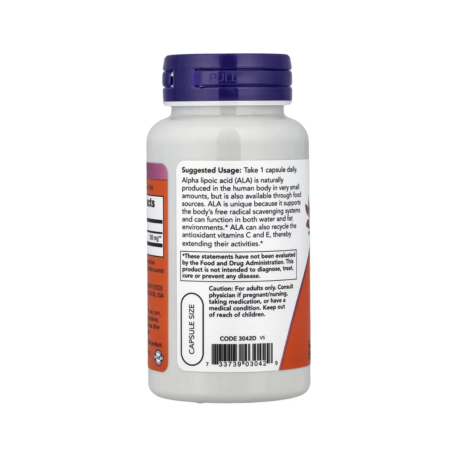 ÁCIDO ALFA LIPOICO FUERZA EXTRA, 250MG 60CAPS NOW FOODS SFN