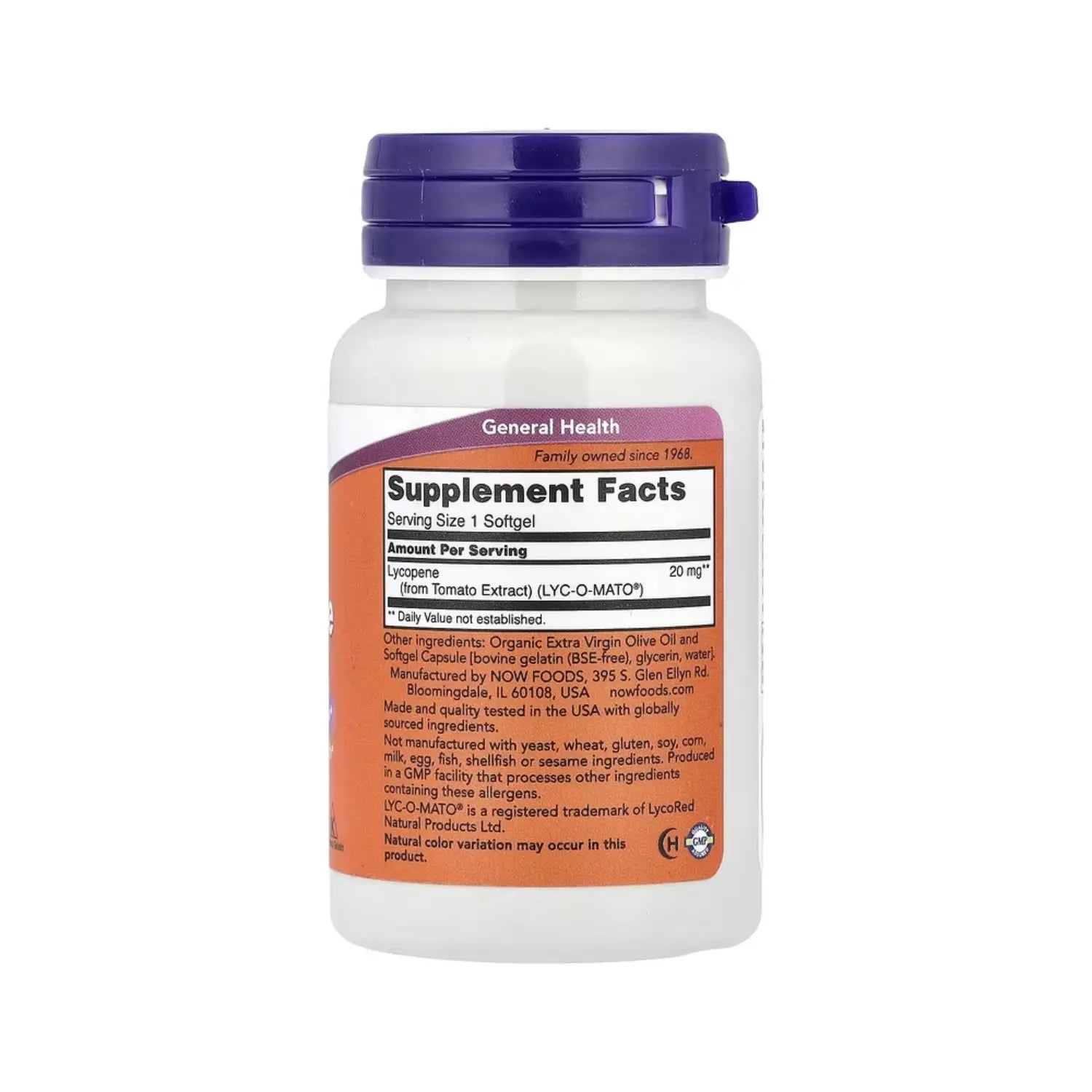 NOW FOODS LYCOPENE 20 MG 50 SGELS