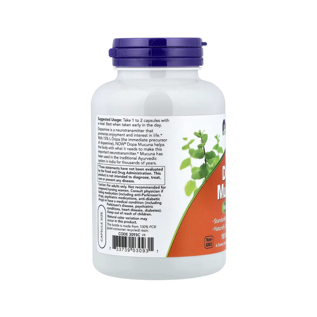 NOW FOODS DOPA MUCUNA APOYO CEREBRAL 180VCAPS SFN