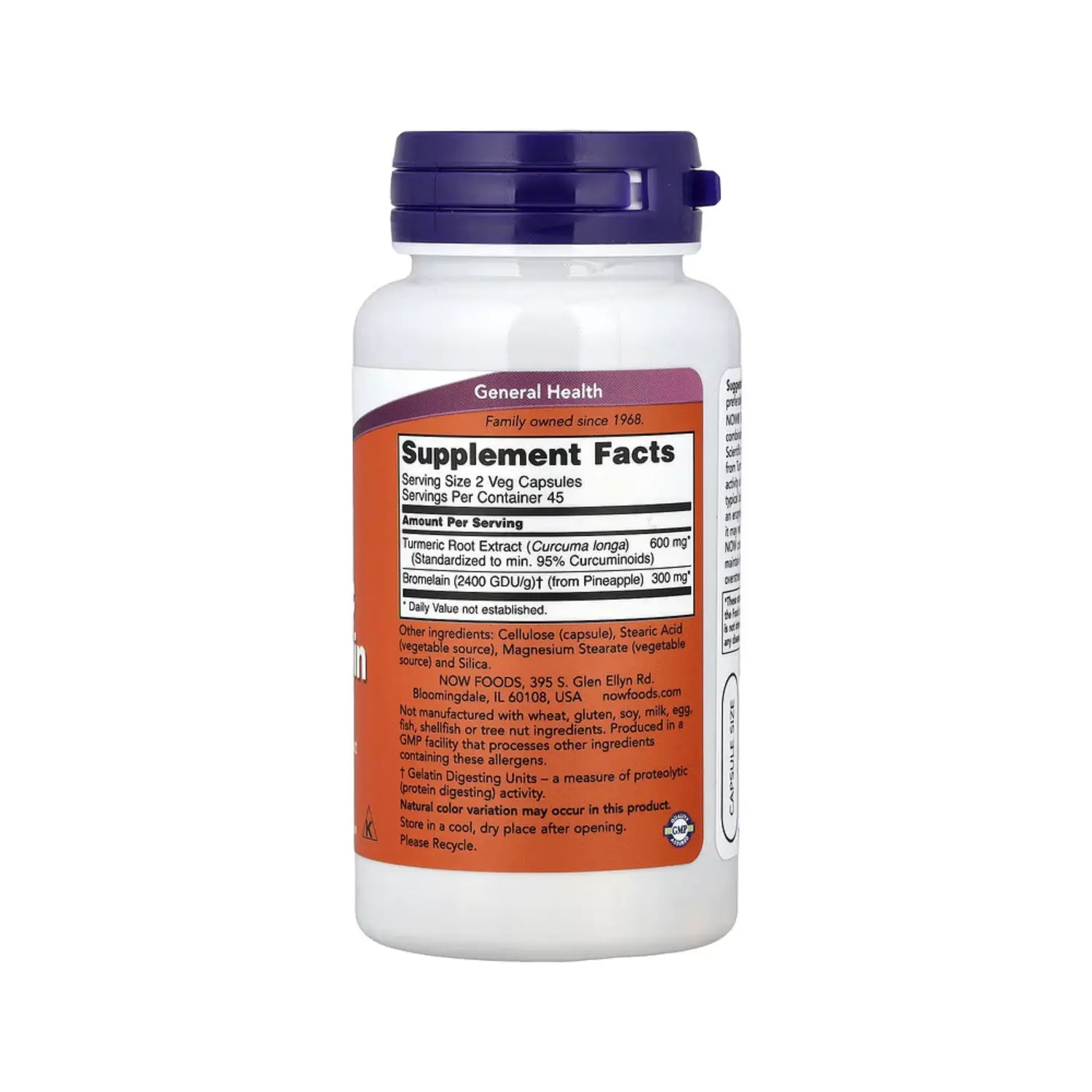 NOW FOODS, CÚRCUMA Y BROMELINA, 90 CÁPSULAS VEGETALES SFN
