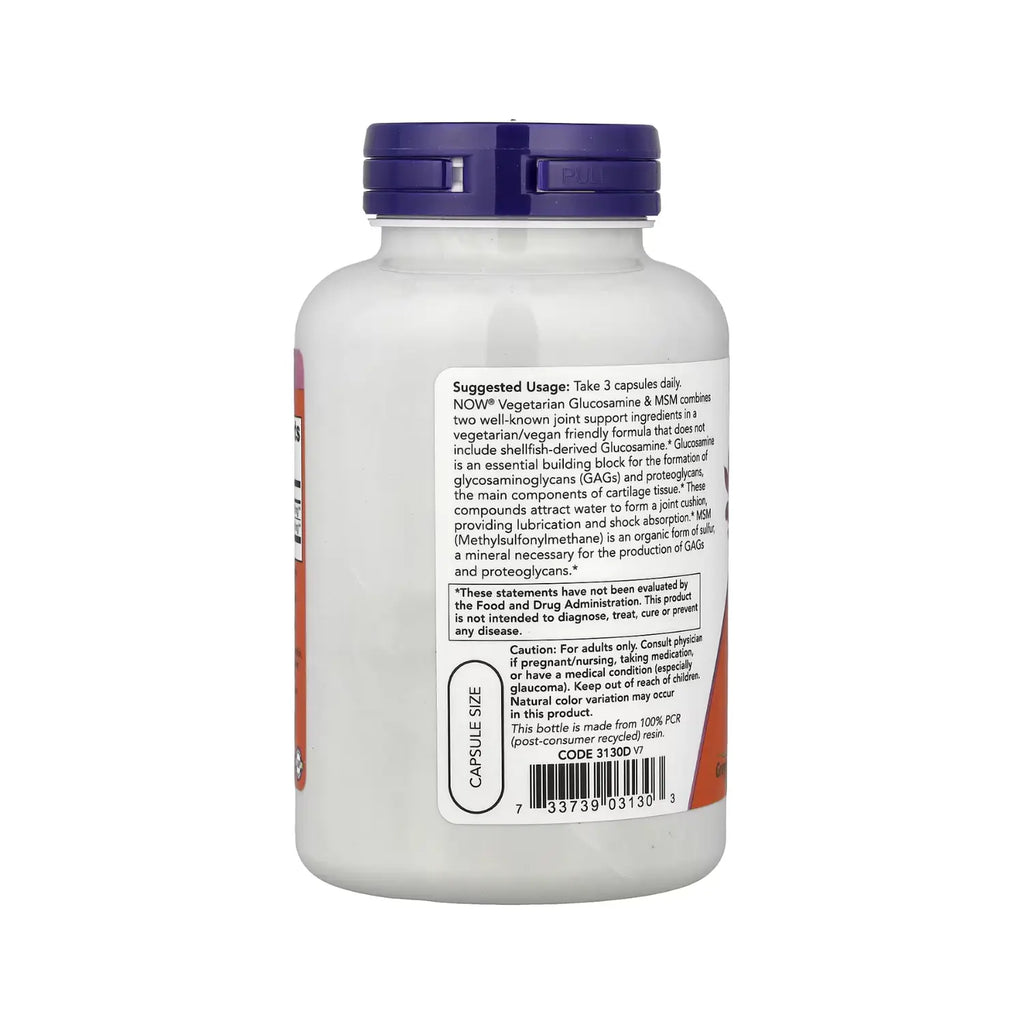 NOW FOODS GLUCOSAMINA Y MSM PARA VEGETARIANOS 120VCAPS SFN