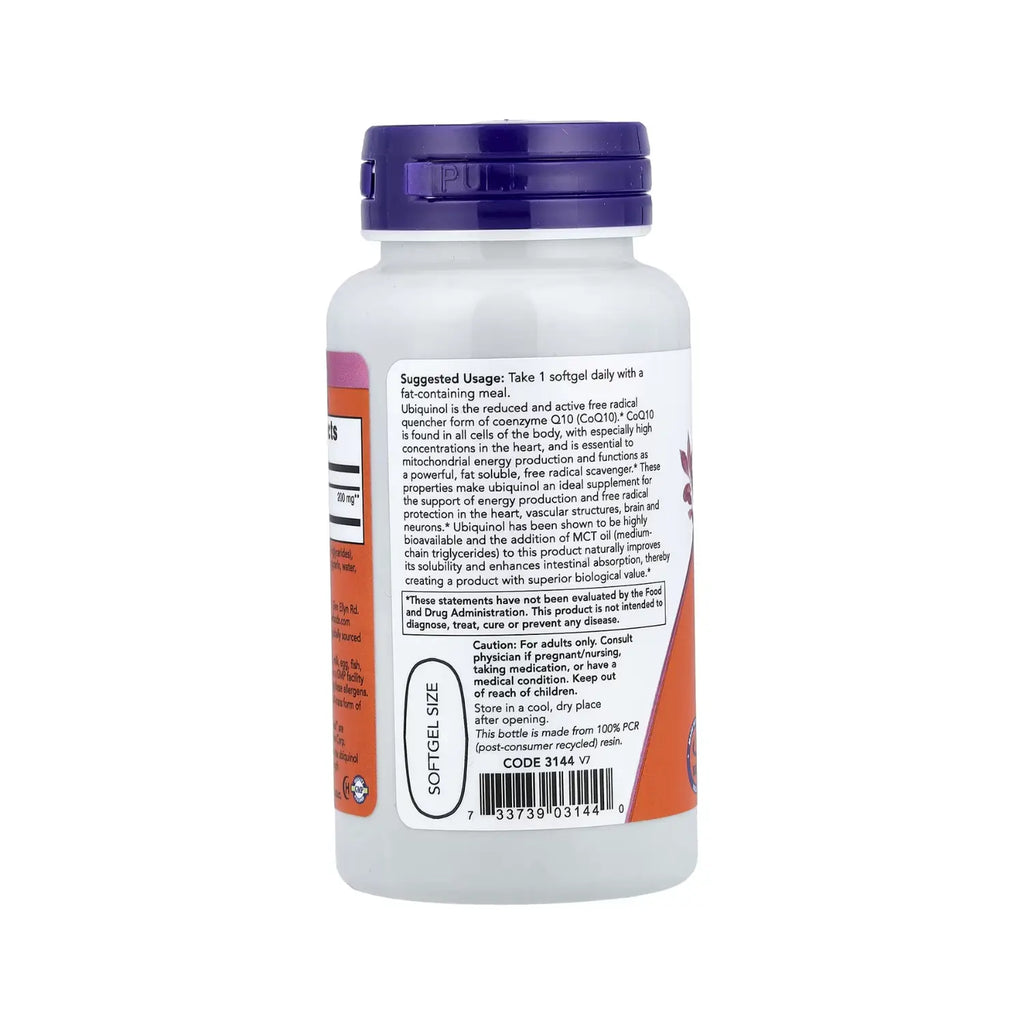 NOW FOODS UBIQUINOL CONCENTRACION EXTRA 200MG 60SOFTCAPS SFN