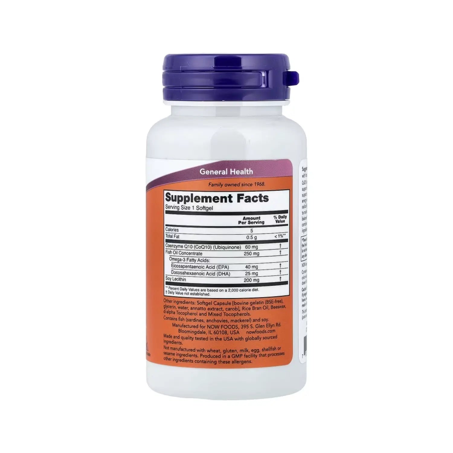 NOW FOODS COQ10 60MG CON OMEGA 3 60SOFTCAPS SFN