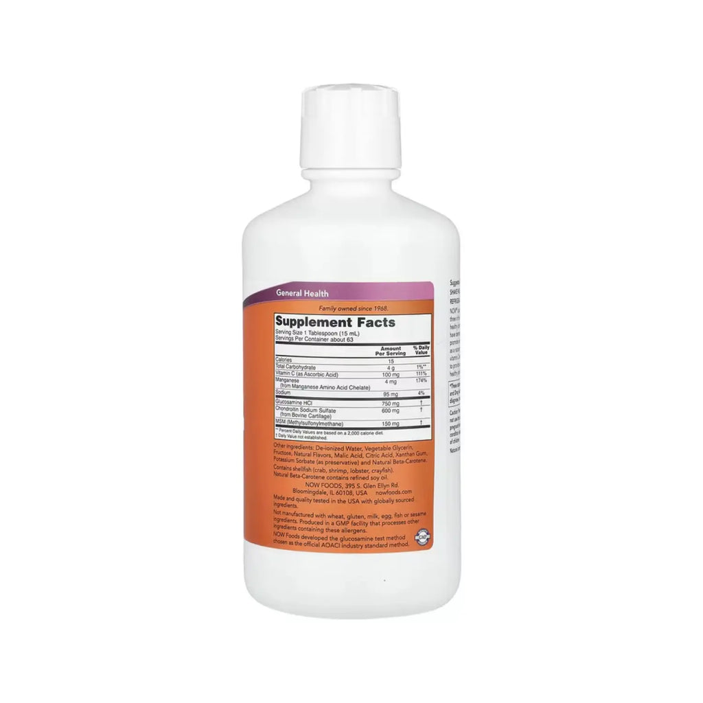 NOW FOODS GLUCOSAMINA Y CONDROITINA LIQUIDAS CON MSM 32oz SFN