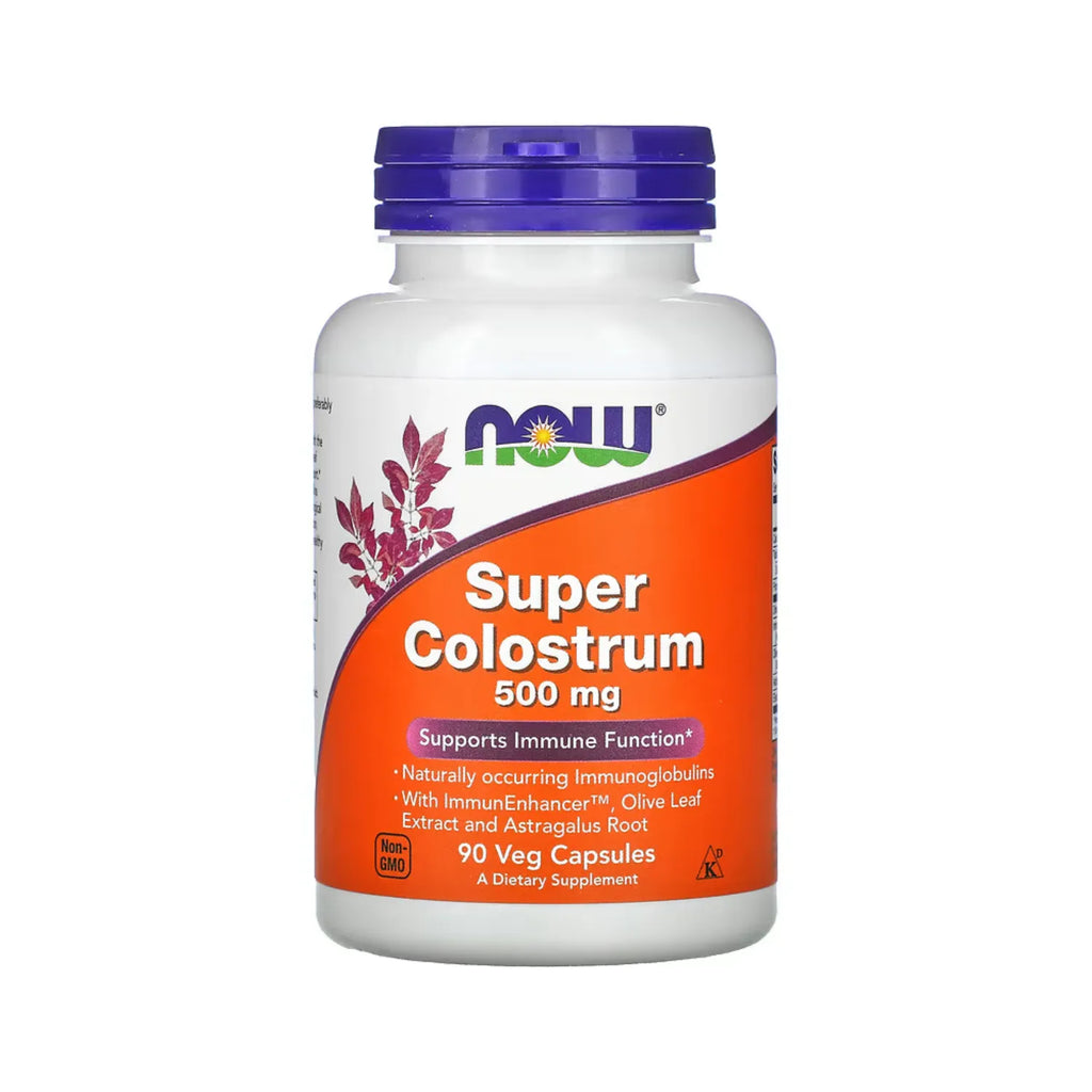 Now Foods Super Colostrum 500 Mg, Con Immunenhancer, Extracto De Hoja De Olivo Y Raíz De Astrágalo 90 Cápsulas Vegetales