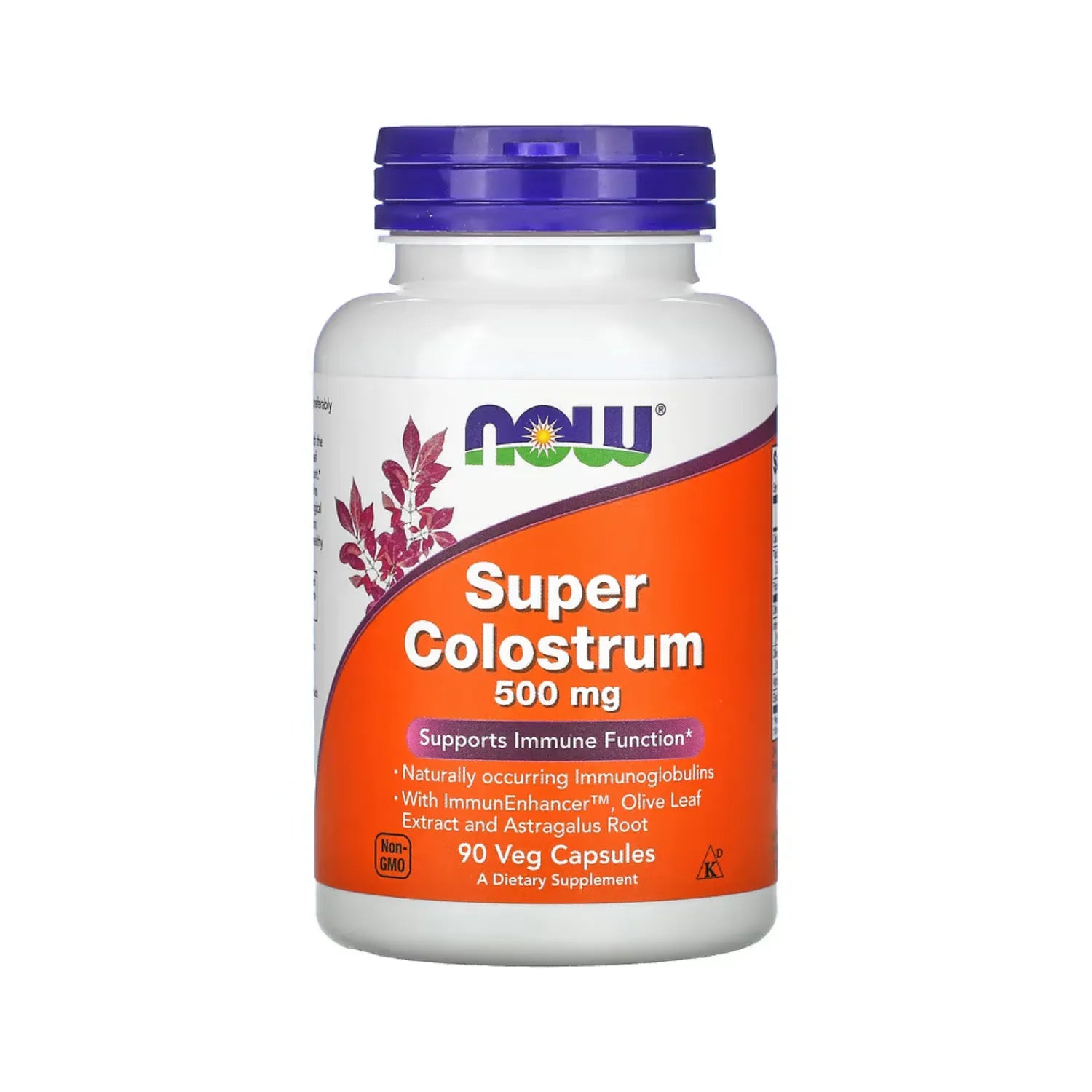 Now Foods Super Colostrum 500 Mg, Con Immunenhancer, Extracto De Hoja De Olivo Y Raíz De Astrágalo 90 Cápsulas Vegetales