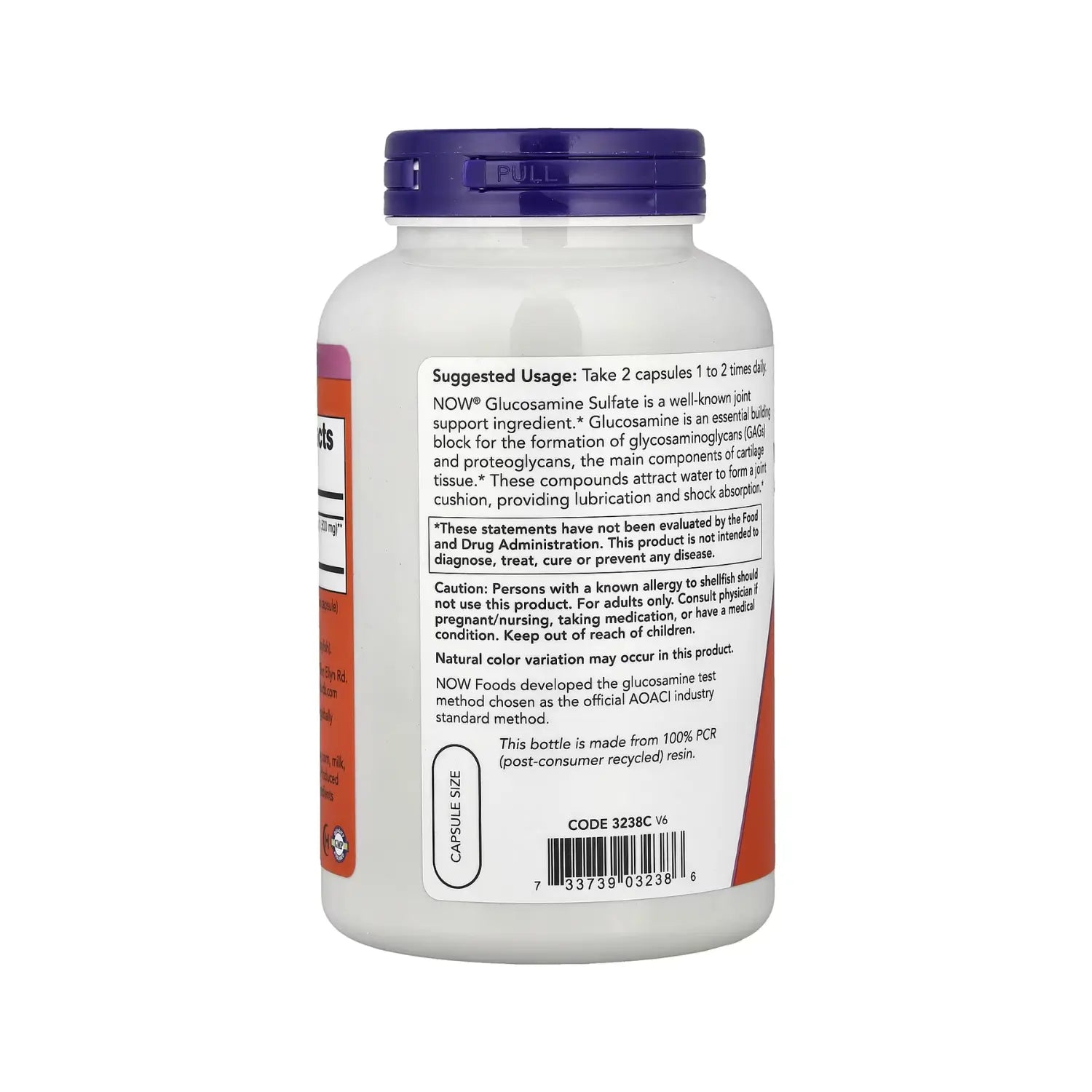 NOW FOODS SULFATO DE GLUCOSAMINA 750MG 240VCAPS SFN