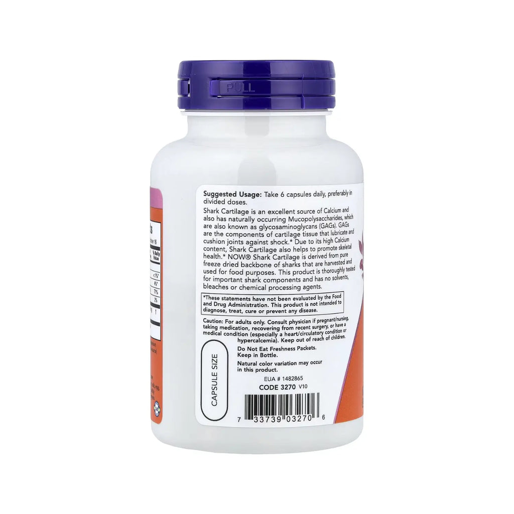 NOW FOODS CARTILAGO DE TIBURON 750 MG 100CAPS SFN