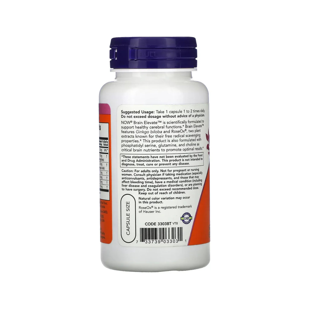 NOW FOODS BRAIN ELEVATE, 60 CÁPSULAS VEGETALES SFN