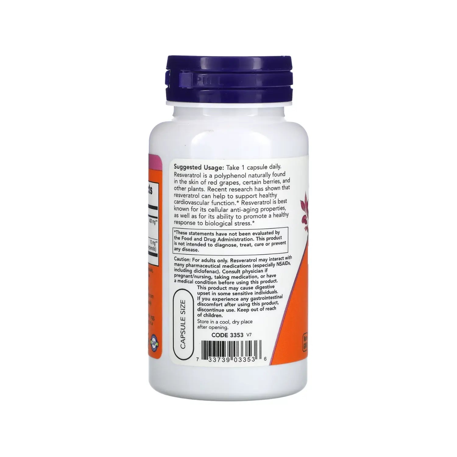 NOW FOODS RESVERATROL NATURAL 200MG 60CAPS VEGANO SFN