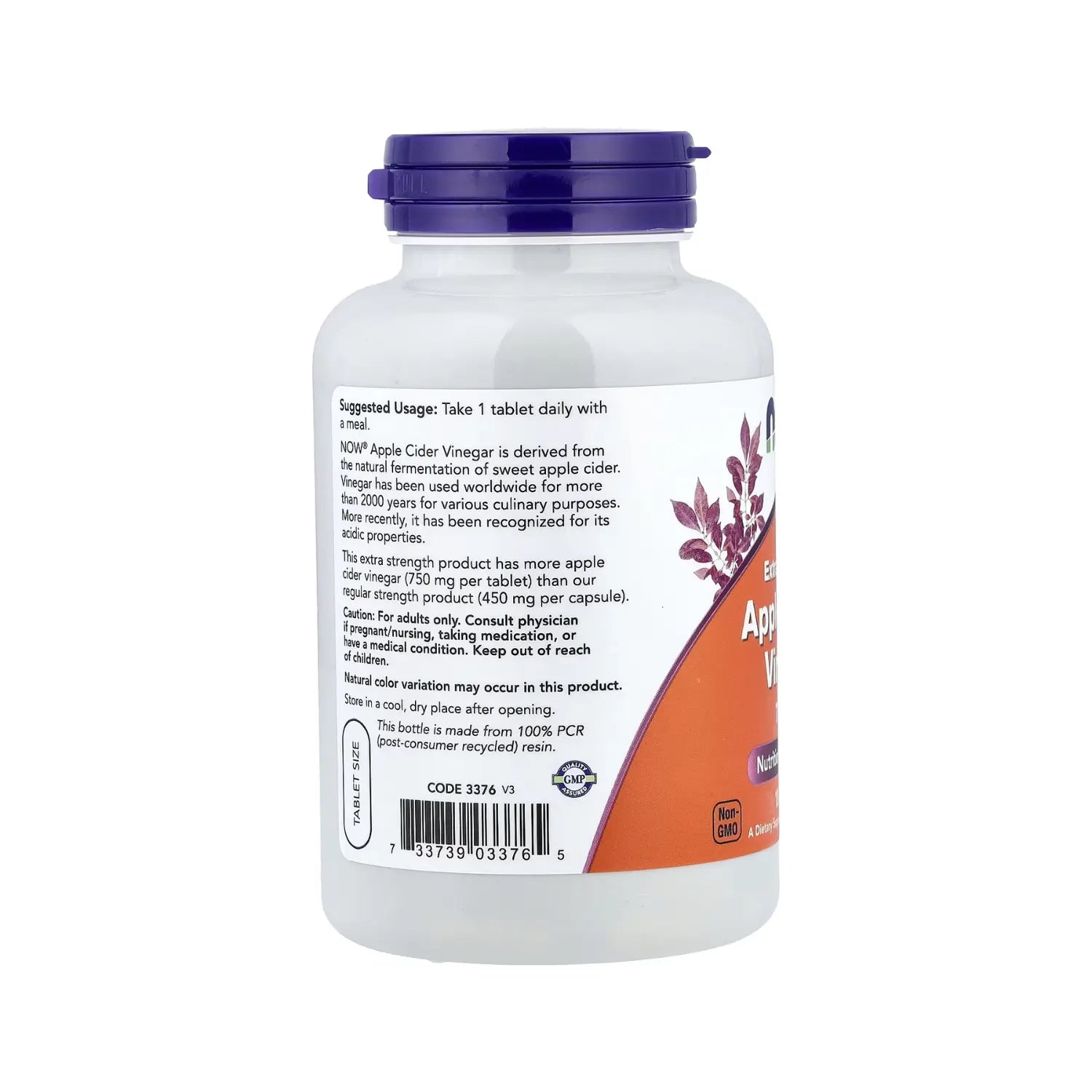 NOW FOODS VINAGRE DE SIDRA DE MANZANA 750MG 180TABS SFN