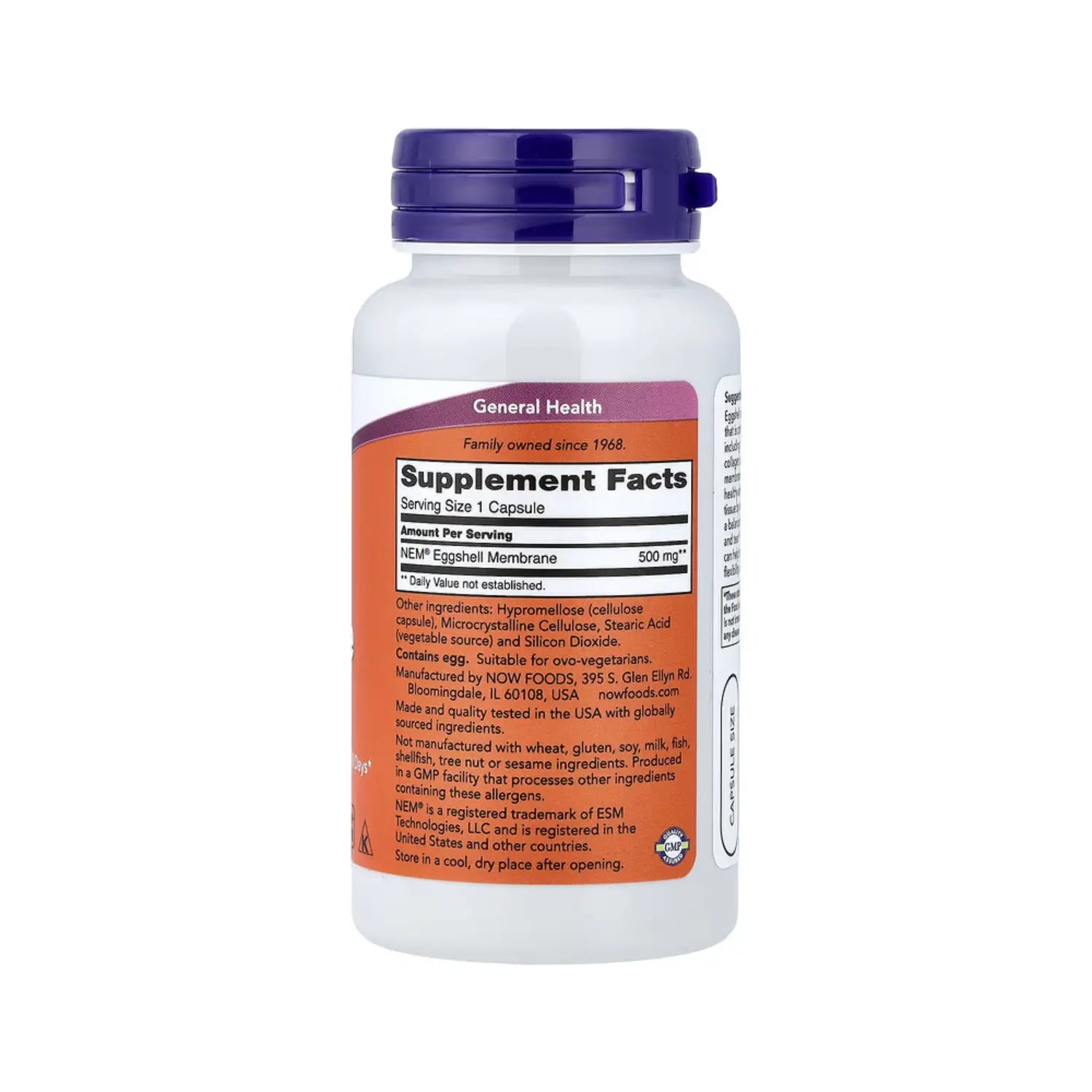 NOW FOODS MEMBRANA DE CASCARA DE HUEVO 500MG 60VCAPS SFN