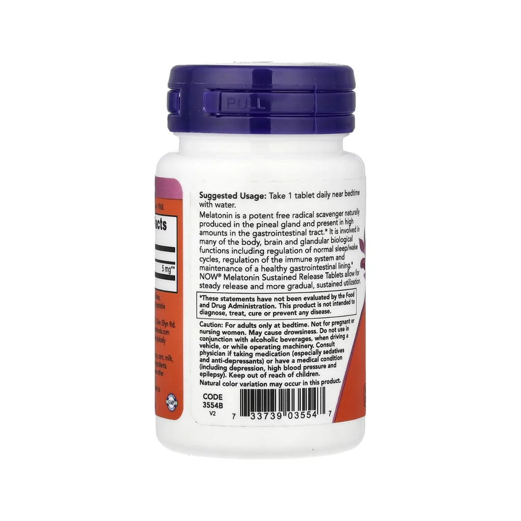 NOW FOODS MELATONINA 5MG LIBERACION SOSTENIDA 120TABS SFN