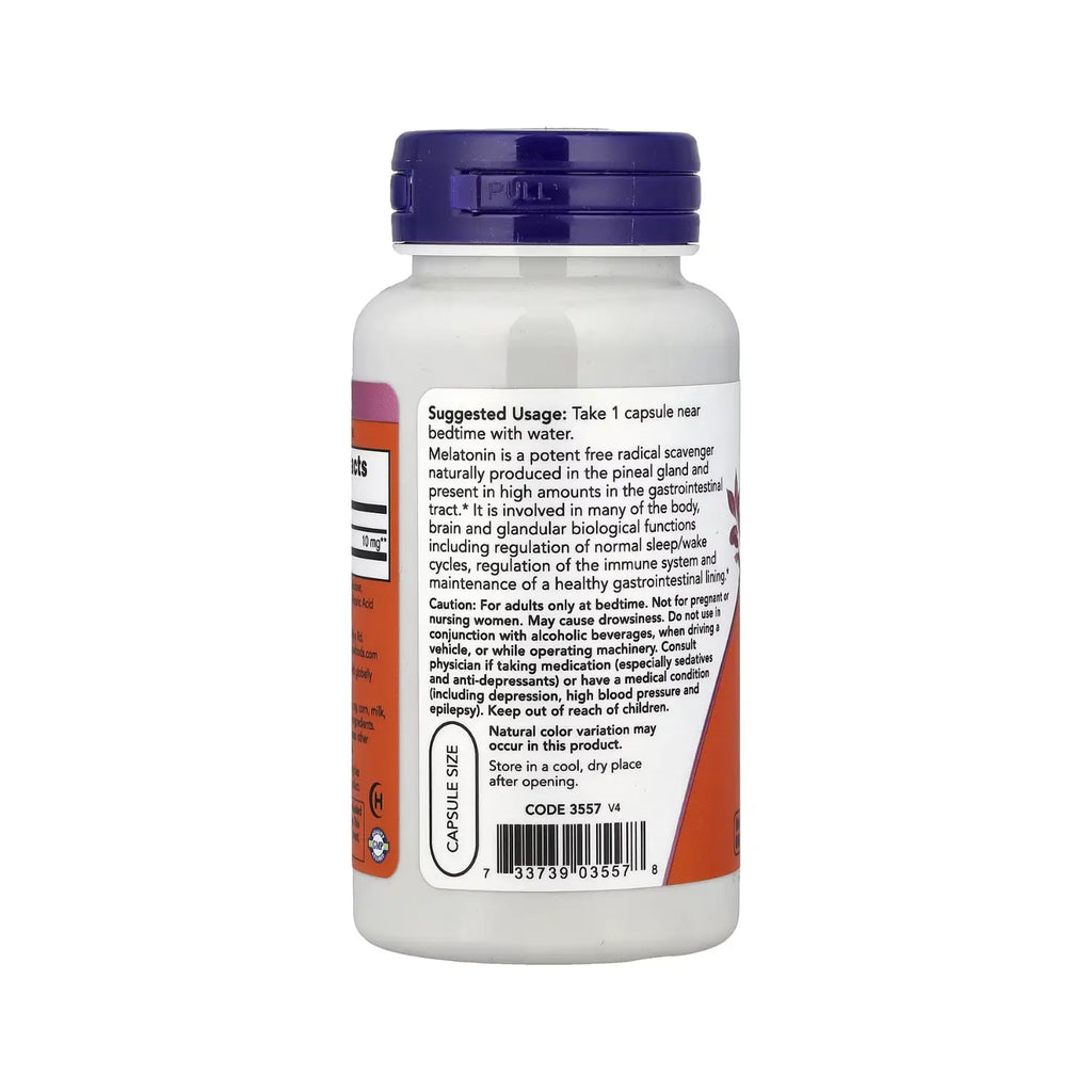 NOW FOODS MELATONINA APOYO AL CICLO D SUEÑO 10MG 100CAPS SFN