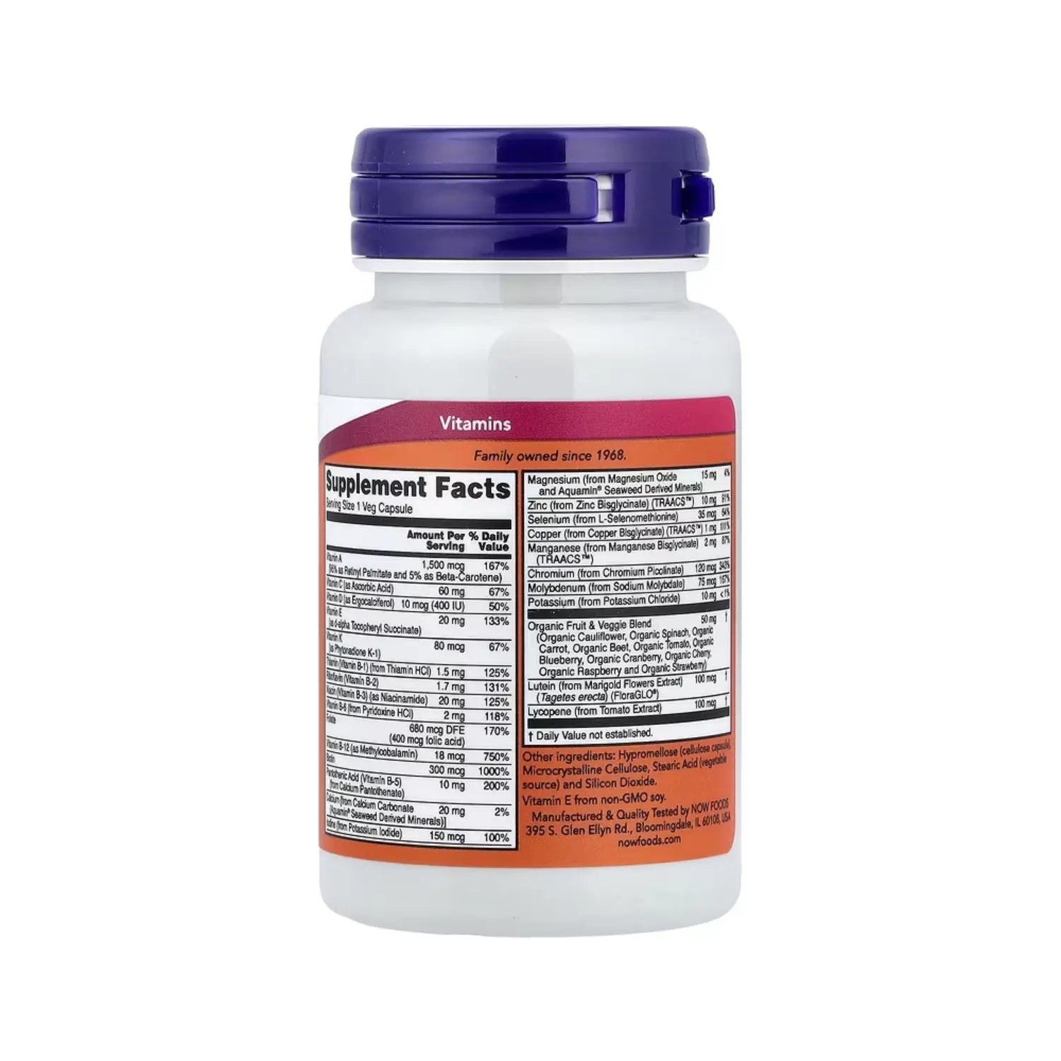 NOW FOODS DAILY VITS MULTIVITAMINAS Y MINERALES 30 VCAPS SFN
