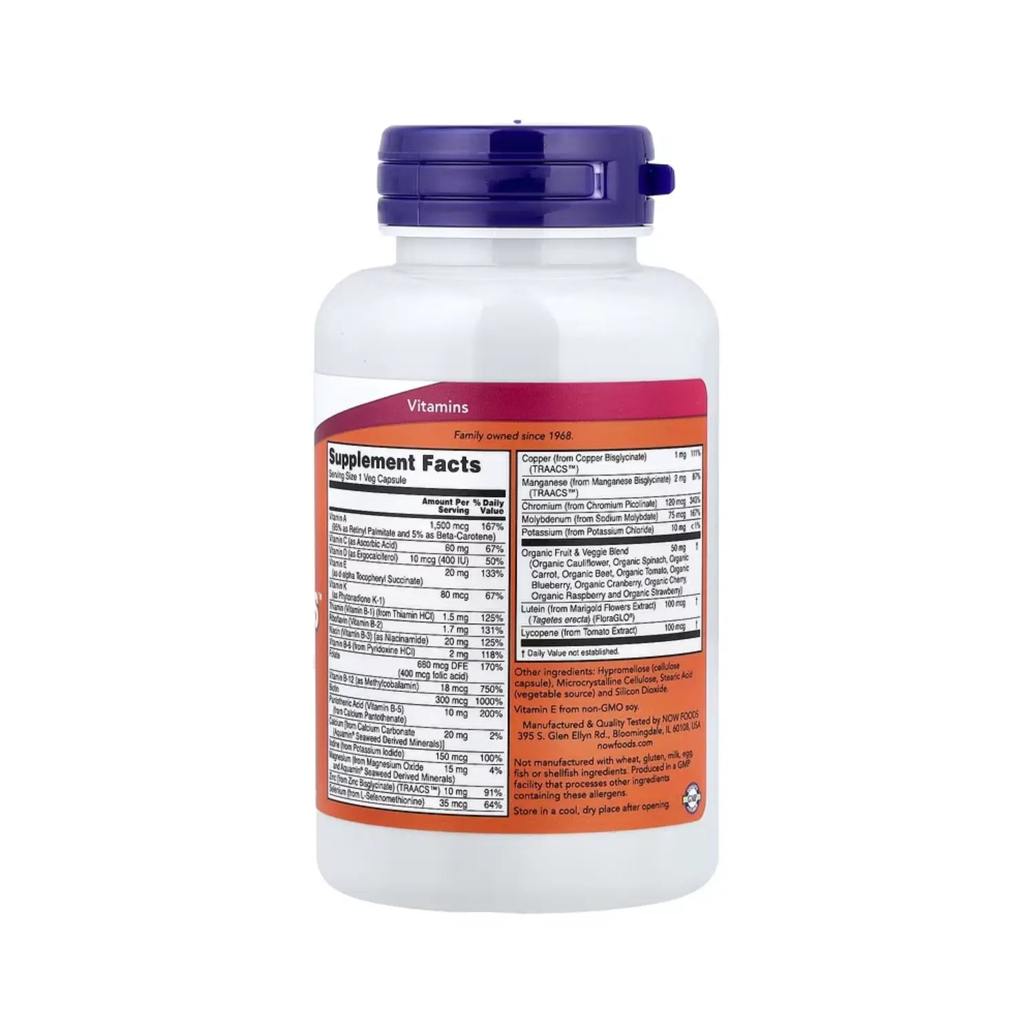 NOW FOODS DAILY VITS MULTIVITAMINICO Y MINERAL 120VCAPS SFN