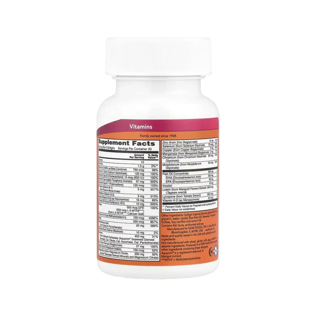 NOW FOODS PRENATAL + DHEA 250MG Y VITAMINAS 90SOFTGELS SFN