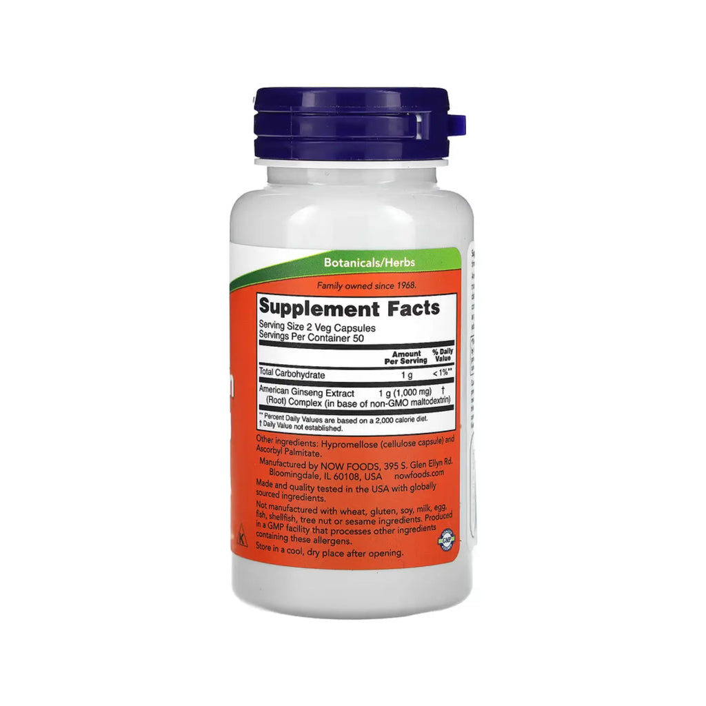 GINSENG AMERICANO 500 MG 100 CAPS NOW FOODS SFN