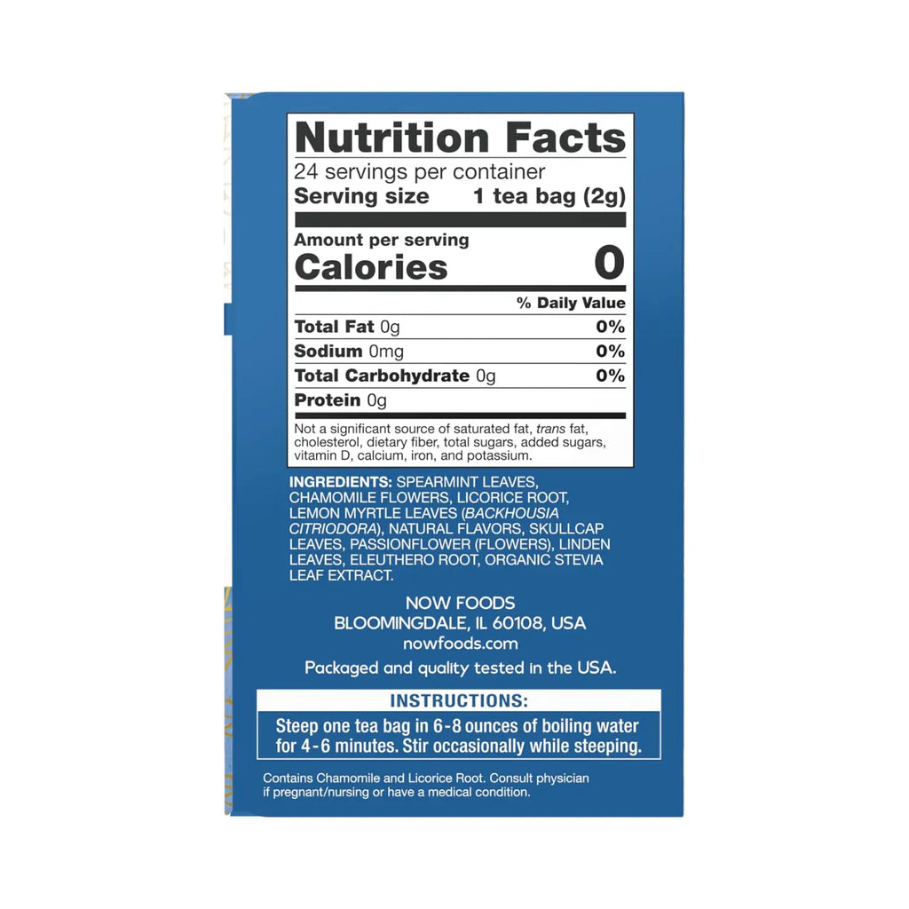 NOW FOODS REAL TEA PARA LA NOCHE 24 BOLSITAS 48G SFN
