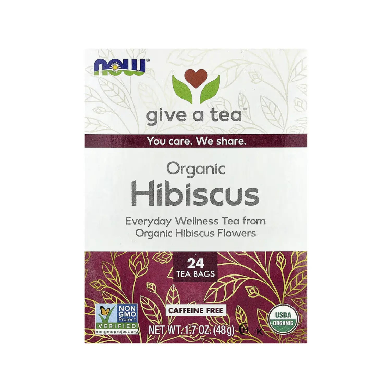 NOW FOODS REAL TEA ORGANICALLY HIP HIBISCUS 24 BOLSITAS SFN