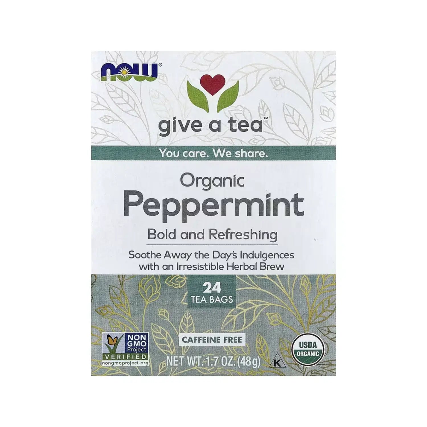 NOW FOODS TE DE MENTA ORGANICA 24 BOLSITAS DE TE SFN