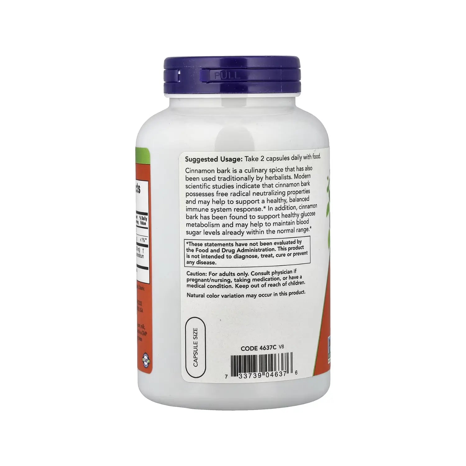 NOW Foods, Corteza de canela, 600 mg, 240 vegcaps sfn