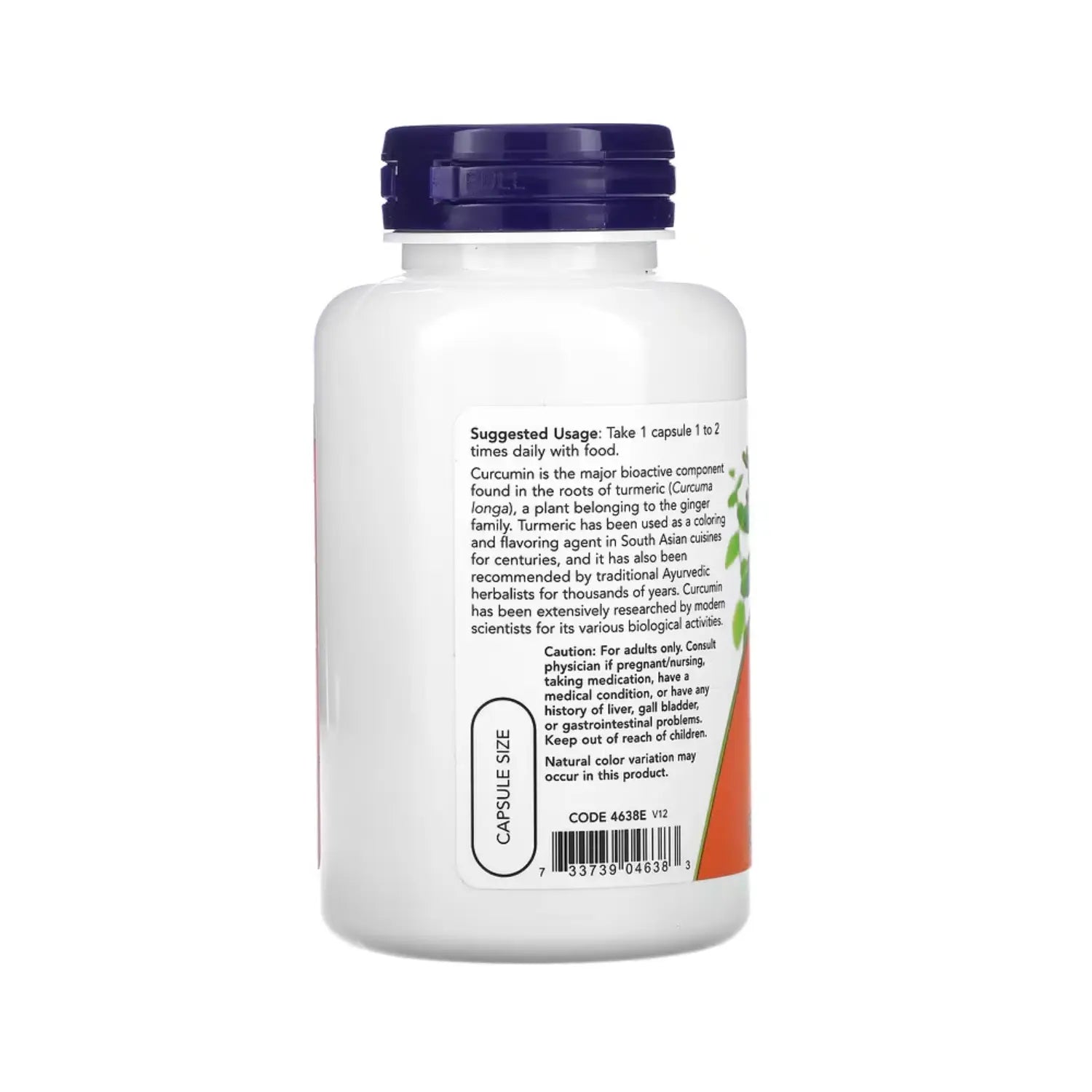 Cúrcuma Now Turmeric Curcumin 60 Cápsulas blanco 1