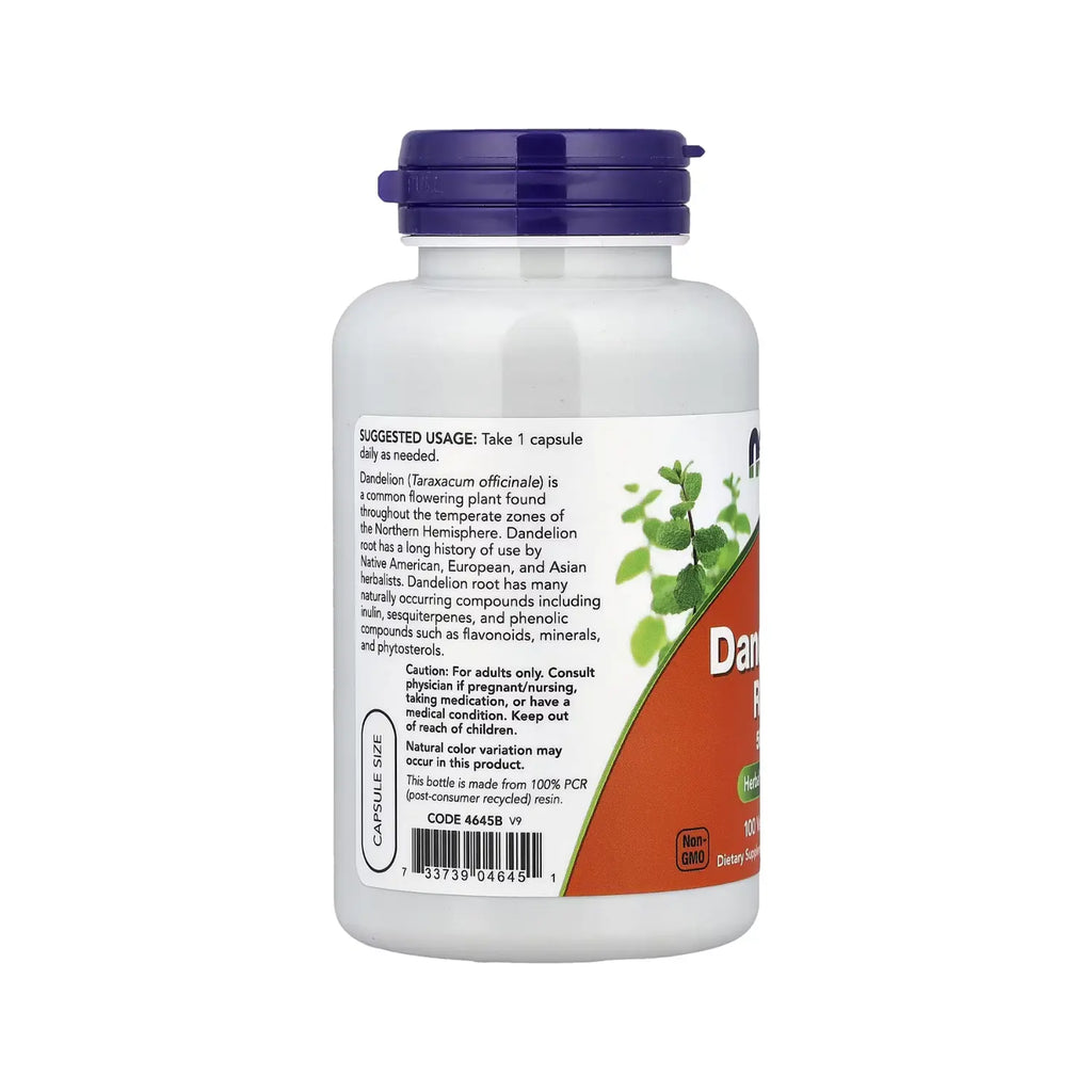 NOW FOODS DIENTE DE LEON RAIZ DANDELION 500MG 100VEGCAPS SFN