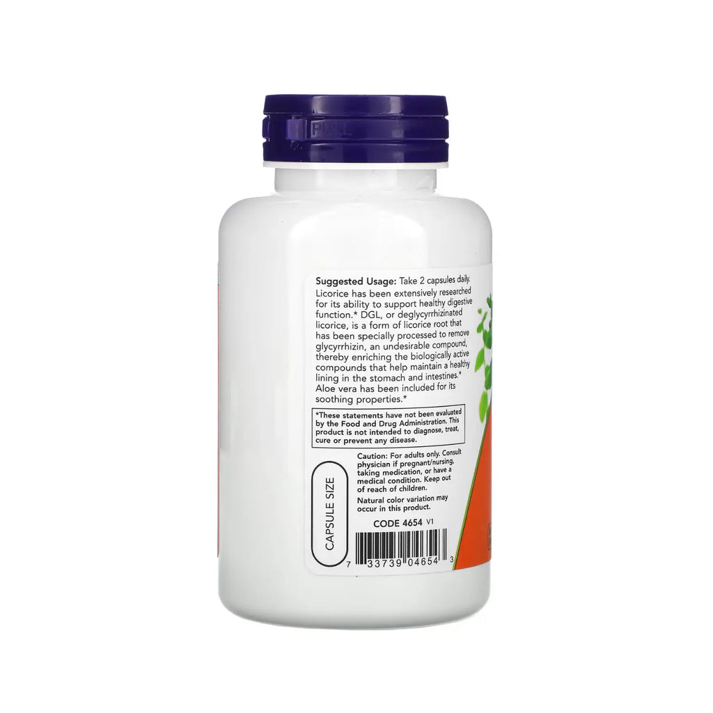 NOW Foods, DGL con aloe vera, 400 mg, 100 vegcaps sfn