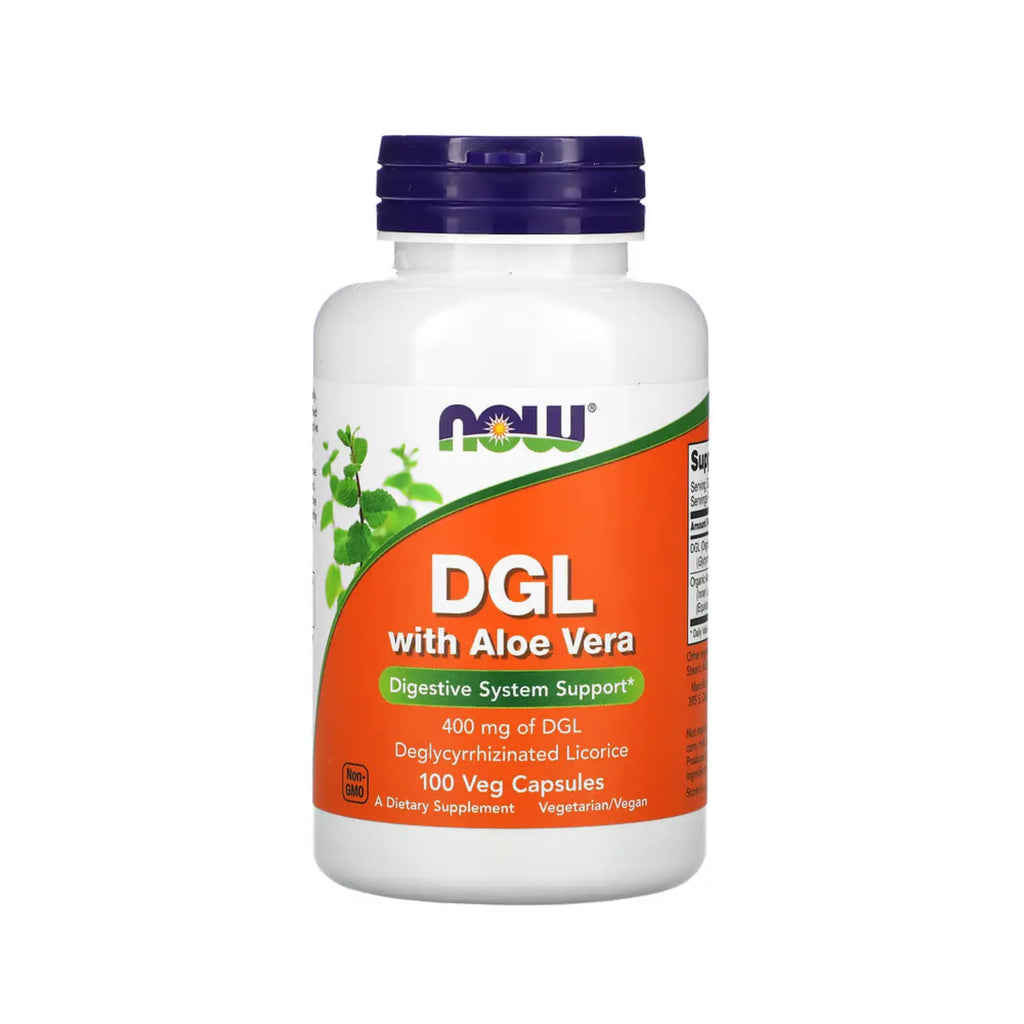NOW Foods, DGL con aloe vera, 400 mg, 100 vegcaps sfn