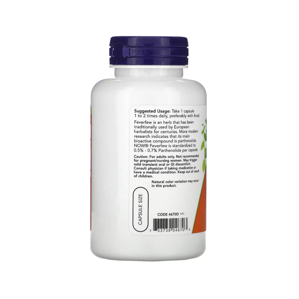 NOW Foods, Feverfew, 100 cápsulas sfn