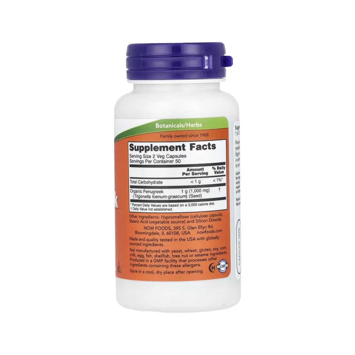 NOW FOODS FENUGREEK / FENOGRECO HERBAL 500MG 100VEGCAPS SFN