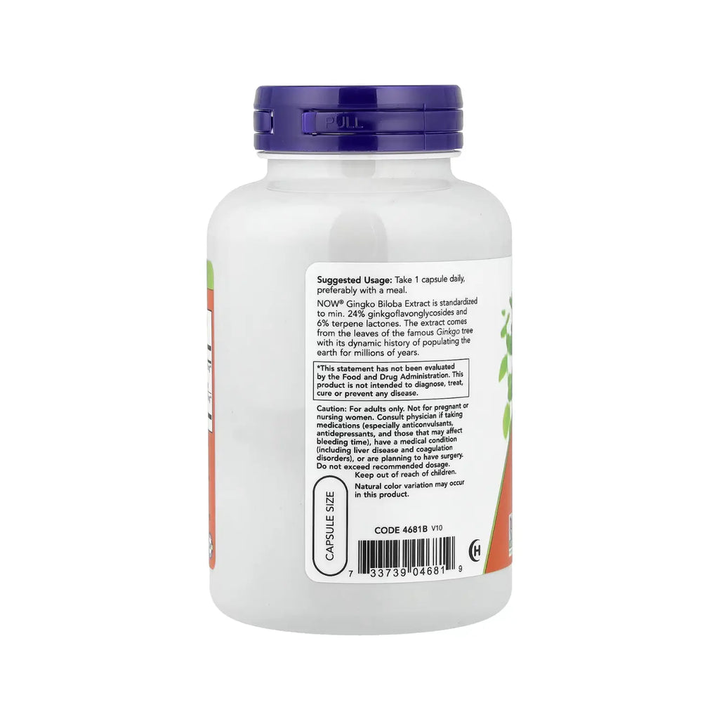 NOW Foods, Ginkgo biloba doble conc, 120 mg, 200 vegcaps sfn