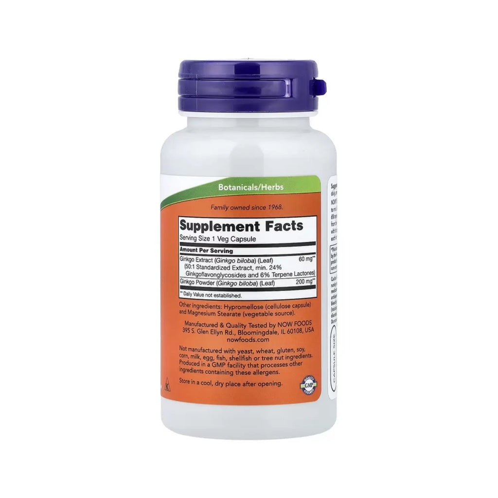 NOW Foods, Ginkgo biloba, 60 mg, 60 vegcaps sfn