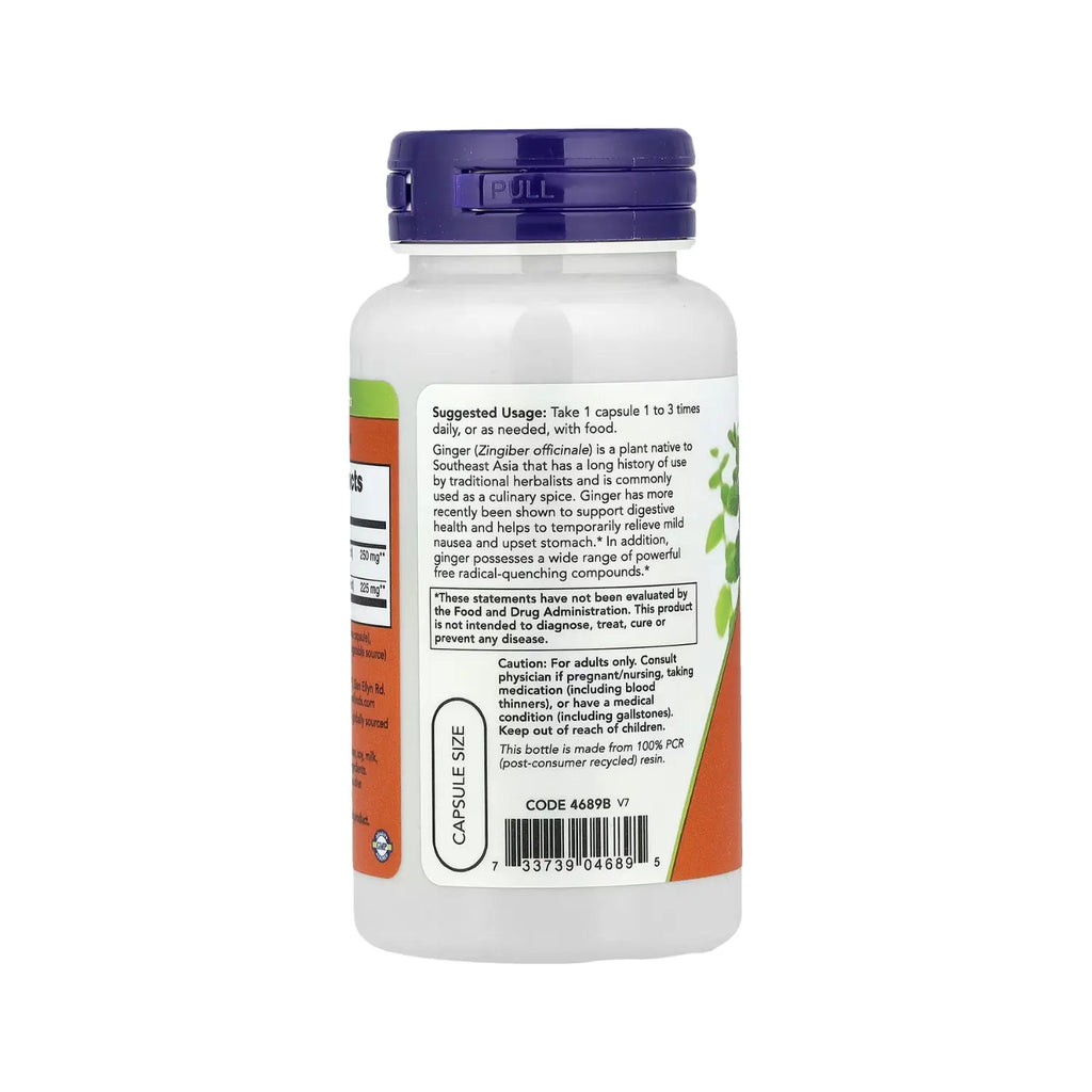 NOW Foods, Extracto de raíz de jengibre, 250 mg, 90 vegcaps sfn
