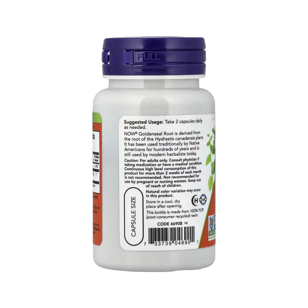 NOW FOODS GOLDENSEAL ROOT 500MG SUP. HERBAL 50 VEGCAPS SFN