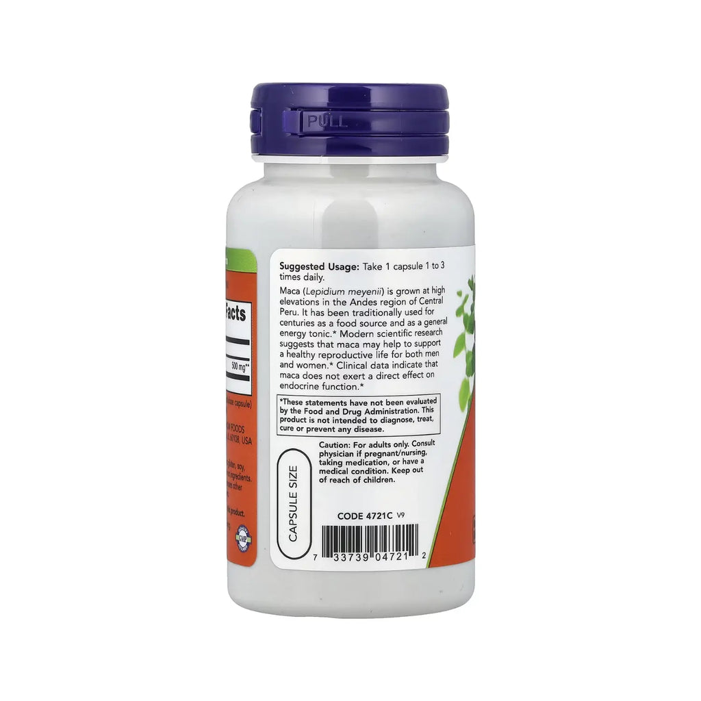 NOW FOODS MACA 100CAPS VEGANAS 500MG SALUD REPRODUCTIVA SFN