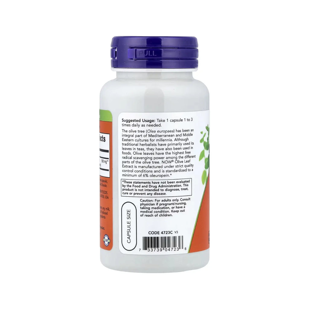 NOW Foods, Extracto de hoja de olivo, 500 mg, 60 vegcaps sfn